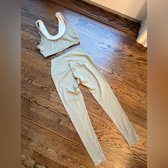 SET Active Other - SET Active Sage Green Seamless Sports Bra and Leggings